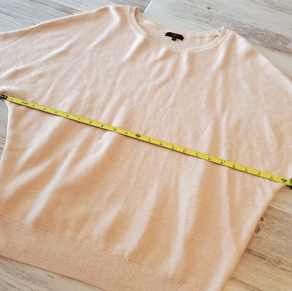 Quince Lightweight Cotton Cashmere Link-Stitch Dolman Sweater Tan Beige Medium - Picture 2 of 6